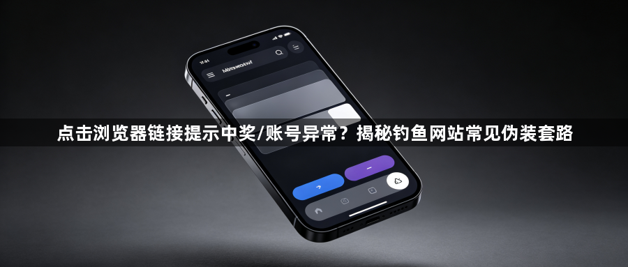 点击浏览器链接提示中奖/账号异常？揭秘钓鱼网站常见伪装套路1
